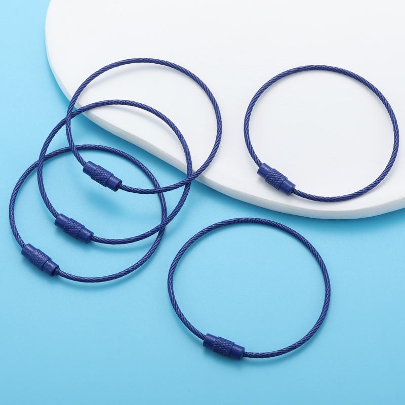 5-10pcs Colorful Metals Steel Wire Keychain Loop Solid Color Loop Holder Key Chains Diy Key Chain Accessories V167