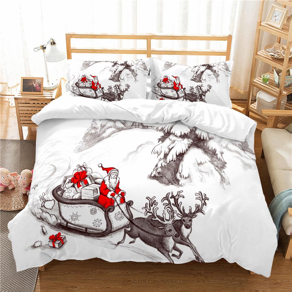 Christmas Deluxe Home Bedding Set Quilt Cover Pillowcase Bedroom Bedding Set Duvet Cover Full Size Bedspread