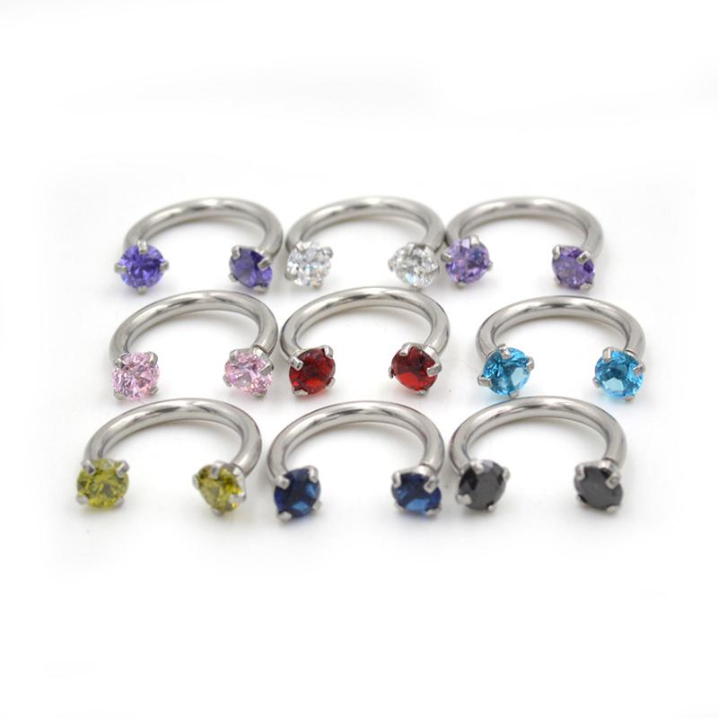Панк Кольцо-кликер со стразами для пирсинга носа, губы и уха - Дизайн для септума и хряща
