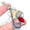 Natural Imperial Jasper, Garnet Gemstone 925 Sterling Silver Pendant 2.96" Z0d58