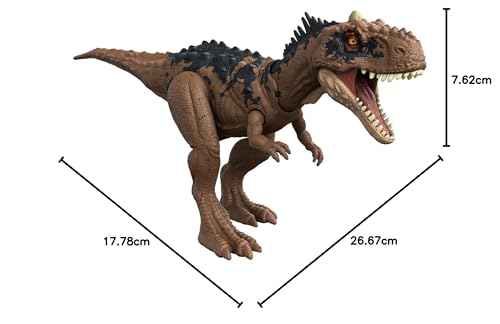 Mattel Jurassic World New Ruler Action Figure, Roaring! Rajasaurus [Total Length: Approx. 26cm] [Ages 4 and Up] HDX35 Brown, Medium