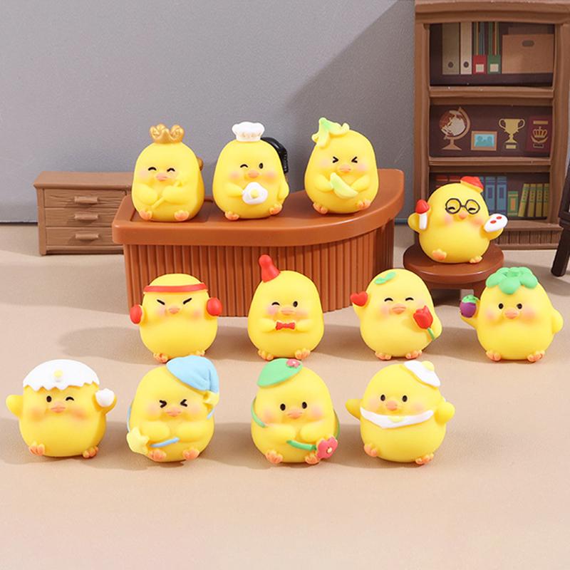 Творческий мультфильм Цыпленок Фигурка Милый цыпленок Маленькие украшения для рабочего стола Маленькие украшения для салона автомобиля Аксессуары Подарки