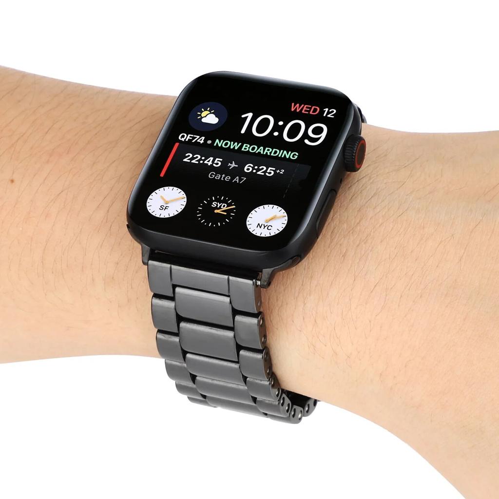 Керамический ремешок для Apple Watch Band 44 мм, 40 мм, 42 мм, 38 мм, аксессуары, браслет с пряжкой-бабочкой для iWatch series 6 se 5 4 3, петля