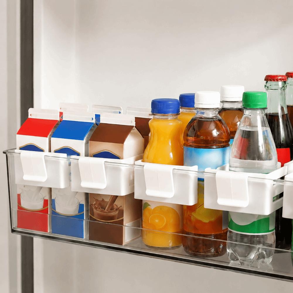 2PCS Plastic Retractable Fridge Storage Box Adjustable Space Saving Fridge Storage Container Hanging Partition Grid Clip