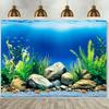 1 двусторонняя 3D наклейка для фона аквариума - яркая подводная сцена с гротами, рыбами и коралловыми рифами
