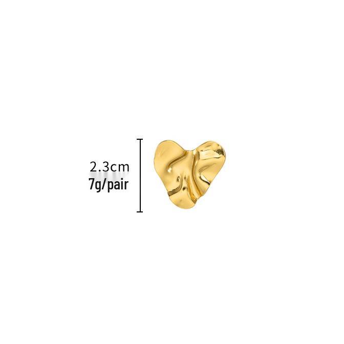 Европейские/Американские Серьги-пусеты в форме сердца из нержавеющей стали с покрытием из 18-каратного золота - Модные и универсальные украшения