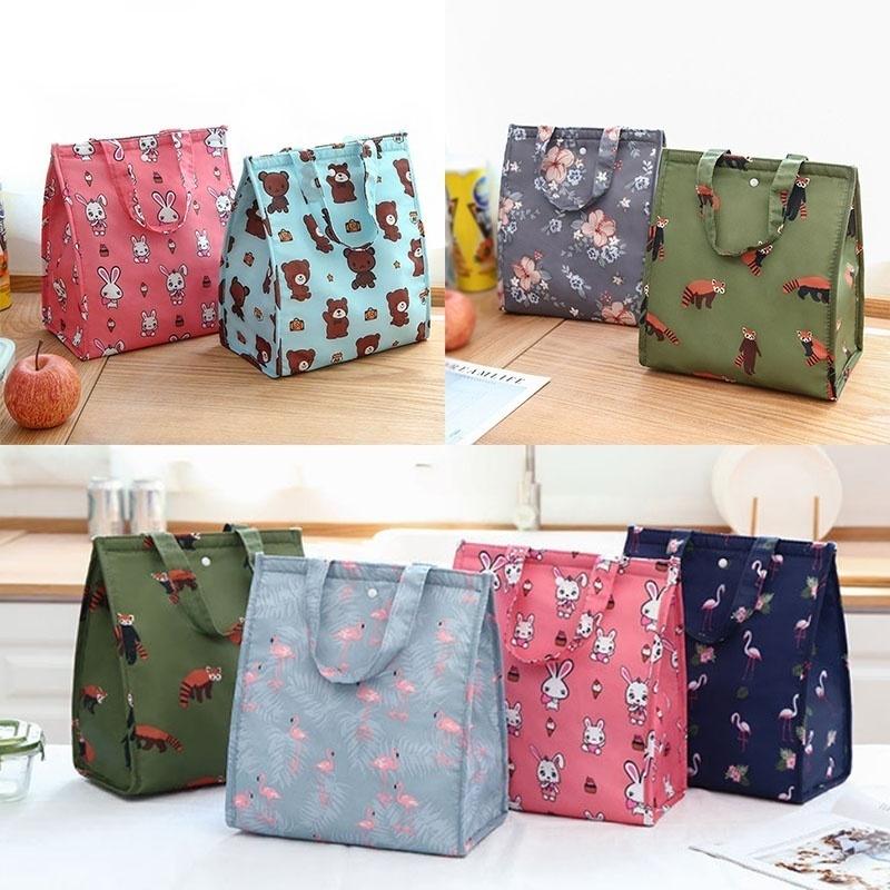 1pc Cute Women Portable Insulated Food Storage Box Ladies Lunch Bag Box Bento Tote Picnic Lunch Bag