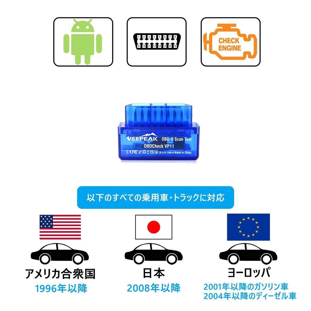 Veepeak OBDCheck VP11 - Bluetooth OBD2 Диагностический тестер, Измеритель, Мультиметр, Android