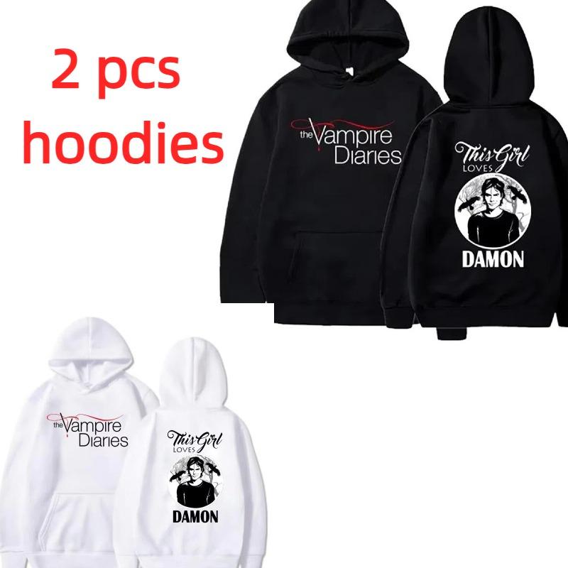 Autumn Men's Women's Hoodies Letter Vampire Printing Unisex Fashion Pullover Long Sleeves Loose Casual Vintage Sweatshirts