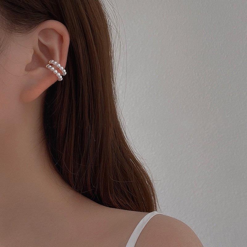 Двойной жемчужный кафф для уха – Не требует пирсинга (Трендовая мода 2021)