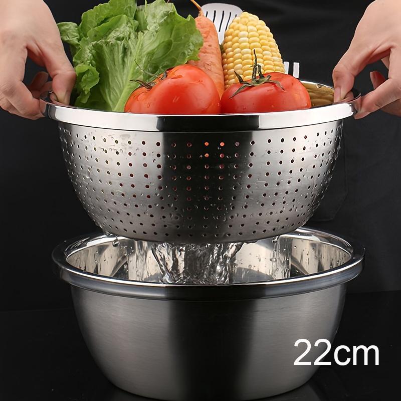 Multi Functional Stainless Steel Vegetable Bowl Drain Basket Kitchen Cooking Storage Tool Stainless Steel Sink Drainer Basket