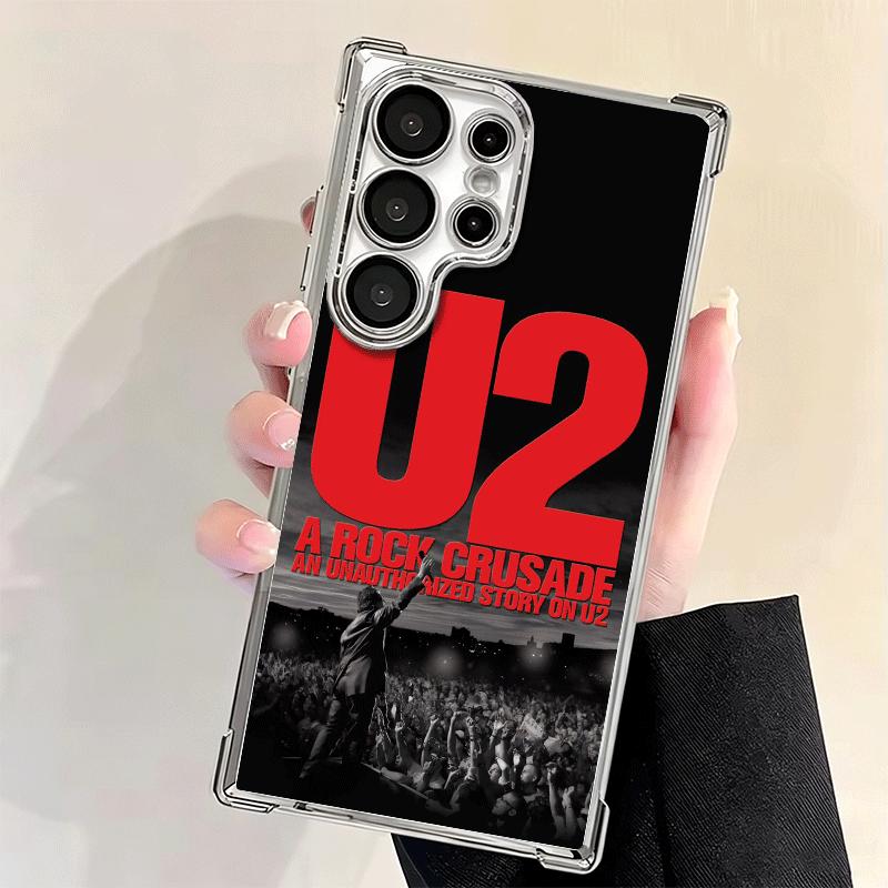 U-U2 Rock Band Plating Phone Case For Samsung Galaxy S24 S25 FE S26 Edge S23 Ultra S22 S21 Plus S20 Anti-Fall Airabag Cover