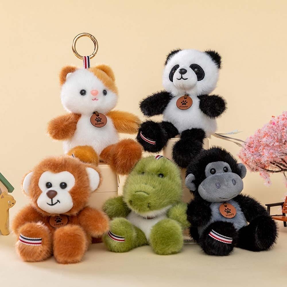Polyester Cat Dog Pendant Bee Monkey Key Chain Creative Plush Animal Key Ring Students