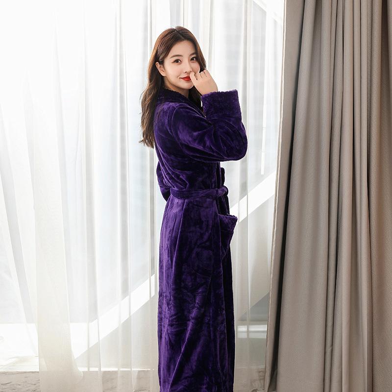 Женский зимний термохалат длинный женский толстый теплый коралловый флисовый кимоно банный халат больших размеров ночные рубашки невесты халат