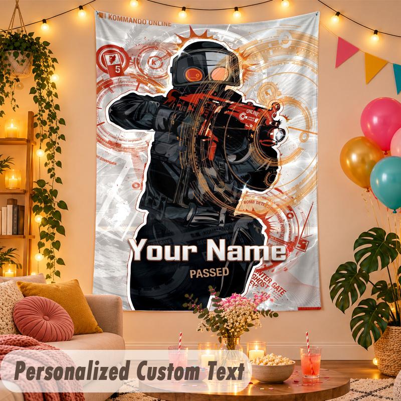 Counter-Strike Personalized Wall Tapestry Custom Name Text Polyester Hanging Decor Home Room