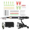 Fishing Rod Reel Combo Full Kit 1.5m Telescopic Fishing Rod Spinning Reel Set with Hooks Soft Lures