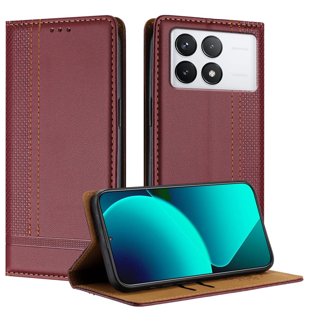For Xiaomi 14T Pro Case L-Shaped Grid Pattern Leather Stand Phone Cover with Card Slots