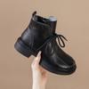 2025 Autumn Early Winter Genuine Leather Shoes Women Ankle Boots Soft Fashion Brand Ladies Party Shoes Plus Size 41 Beige Black