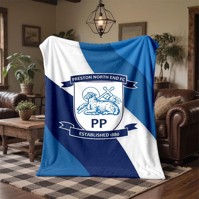 Preston North End Football Print Flannel Blanket Soft Warm Sofa Bed Throw Blanket For Home Office Bedroom