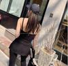 Same-Day Shipping: Cozy Korean Fashion Set – Soft Black Camisole + Relaxed Fit Long Pants