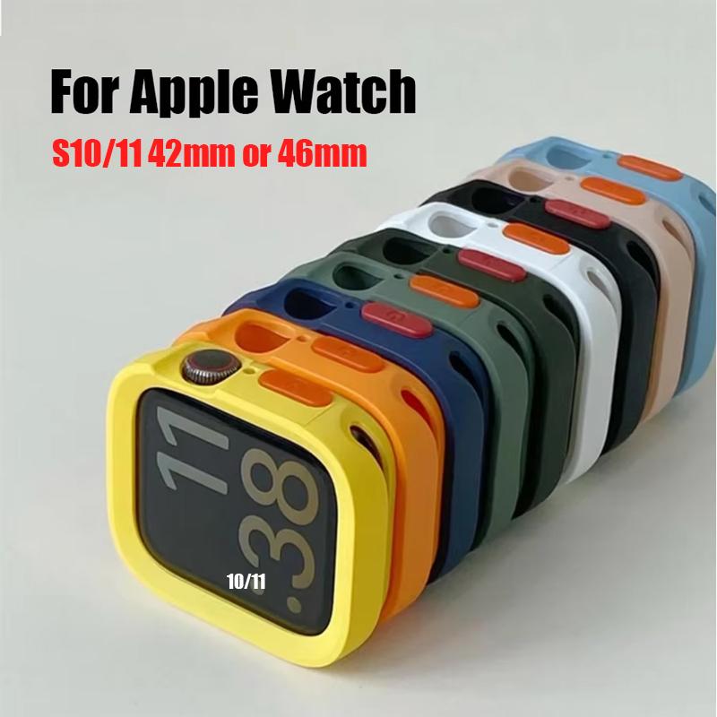 Мягкий силиконовый бампер для Apple Watch Ultra 11 10 9 8 7 6 SE 5, противоударный матовый чехол, защищающий от падений, для iwatch 49 мм 41 мм 42 мм 46 мм 40 мм 44 мм 45 мм