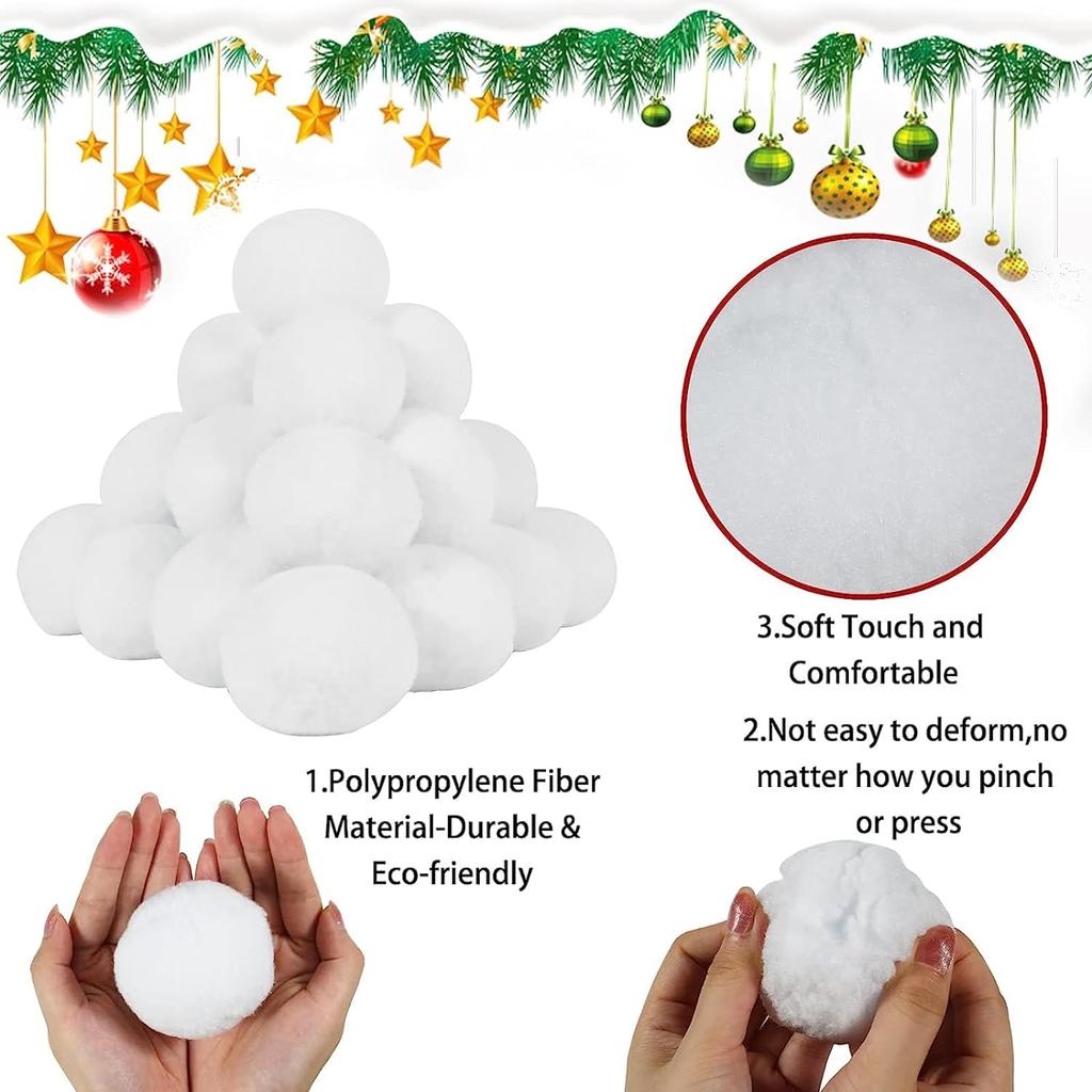 10 Pack Snow Fight Balls 2.8 Inch Large Size Christmas & Winter Holiday Realistic Fake Snow Toys for Indoor & Outdoor Snow Fight & Toss Game