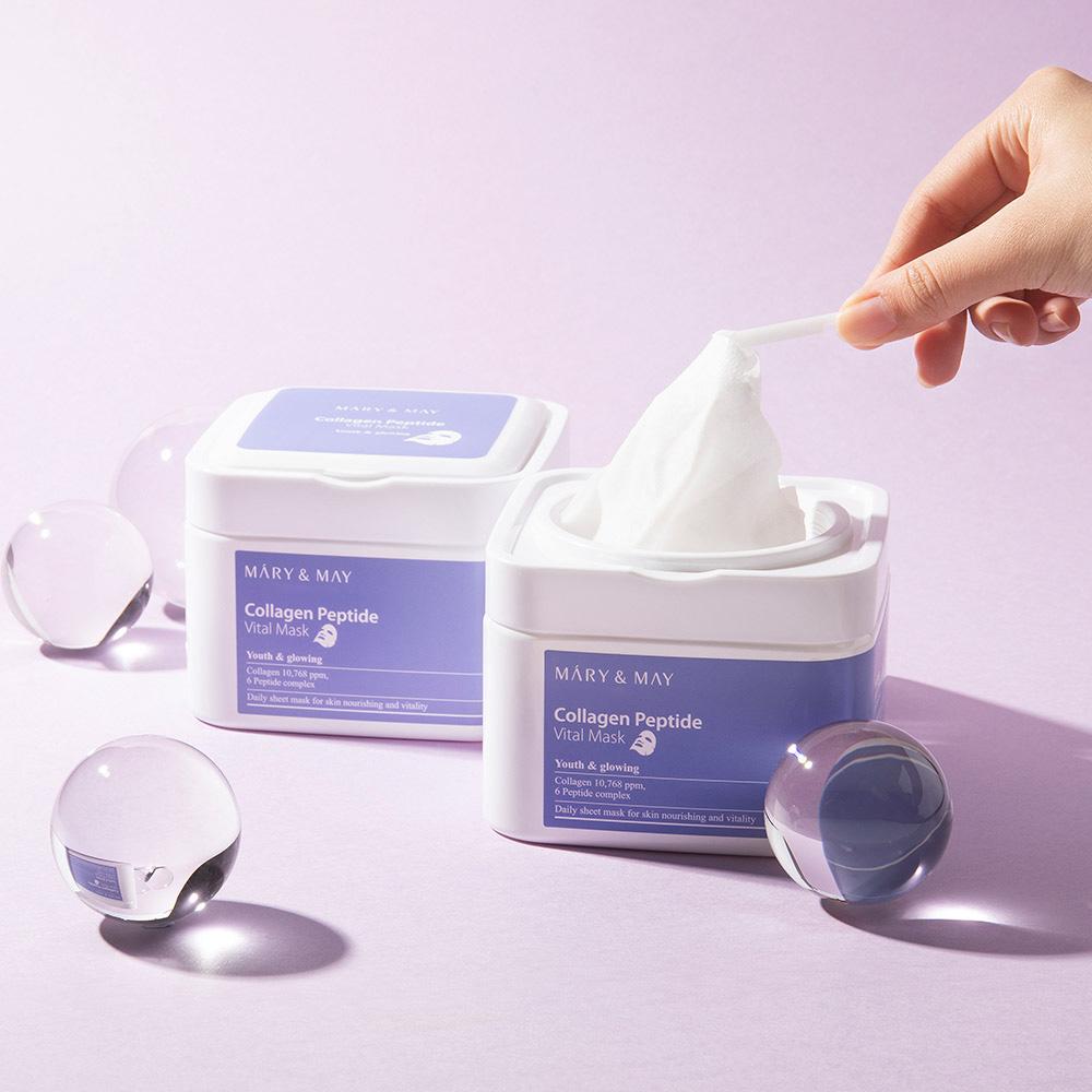 Mary&May Collagen Peptide Vital Mask 30 Sheets 400ml - Vital Renewal Boost, Korean