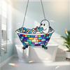Bath-Time Ghost Reader Ornaments Cute Ghost Reading Book In A Bathtub Acrylic Hanging Suncatcher for Bathroom Window Wall Decoration