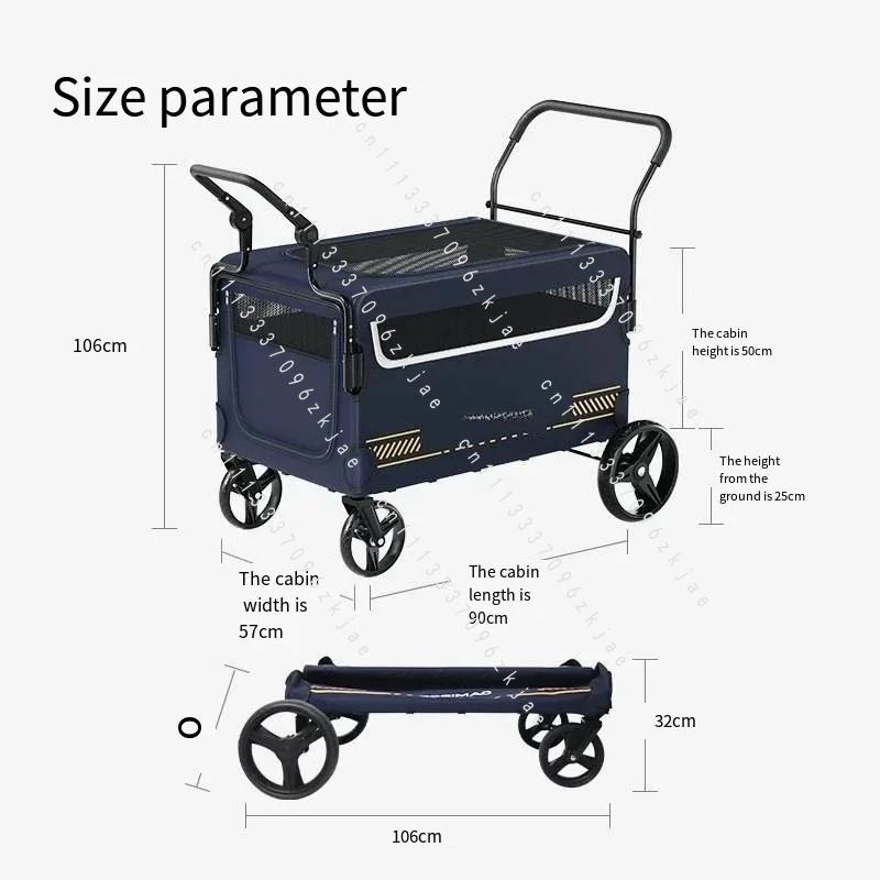Double Door Isolation Upgraded Pet Stroller Large Dog for Outdoor Travel Portable Foldable Elderly Disabled Dog Outdoor Stroller