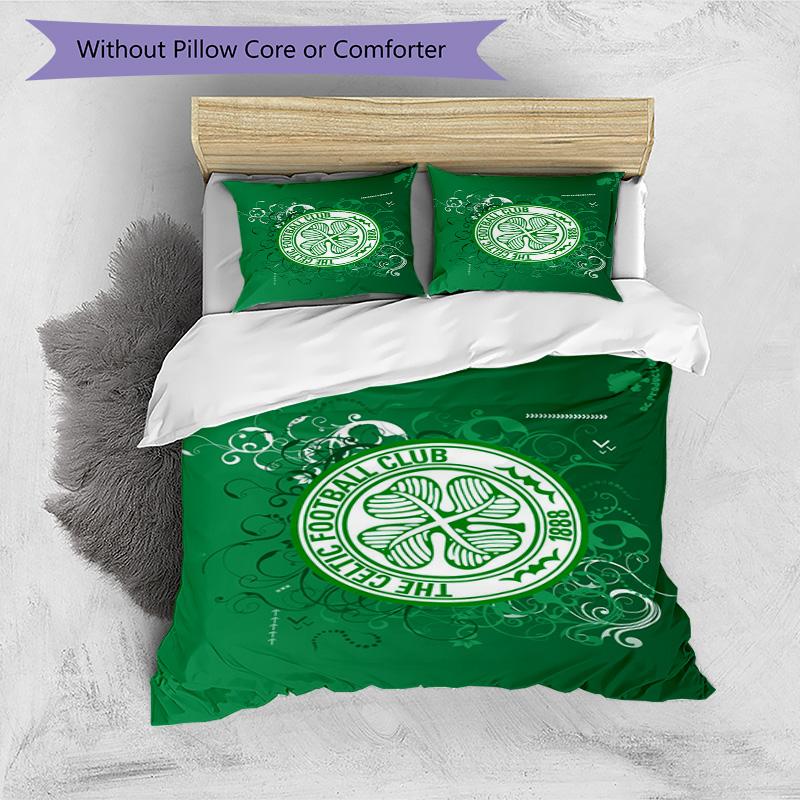 Celtic Football Club Crest Printed Pattern Duvet Cover Set – includes 1 duvet cover and 2 matching pillowcases Bedroom decor Christmas gifts