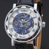 T-WINNER Gear Bezel Mechanical Watch with Hollow Dial & Leather Strap for Men and Women