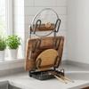 Carbon Steel Pot Lid Rack Space Saving Rustproof Kitchen Storage Rack Stable with Spoon Rest Cutting Board Holder Restaurant