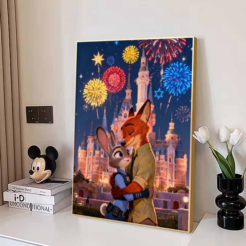 Disney Diamond Painting Judy and Nicks Disney Castle Fireworks Fan Artwork Cartoon Mosaic Diamond Cross Stitch DIY Gift Home Decor