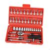 46 Pieces Socket Ratchet Wrench Set Mechanic Tools Kit Parts Screwdriver Drive and Bit