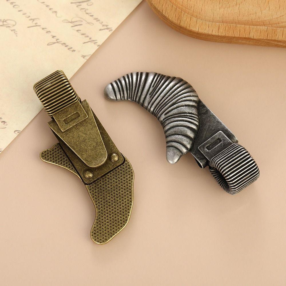 Elegant Metal Pen Clip Holder Croissant Shape Loop Pen Organizer Portable Bakery Pen Clip Office