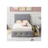 Lit rembourré 90 x 200 cm - MUVOE - Lit d'invité - Tiroirs de rangement - Métal - Montage facile