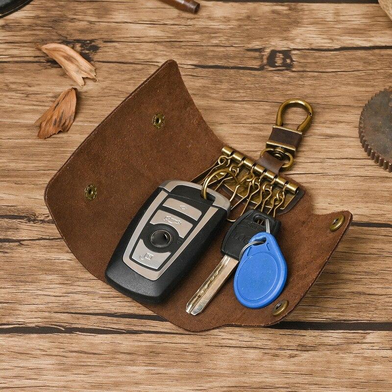 Handmade Genuine Leather Key Organizer Men Keyholders Personalised Leather Key Chain Ring Holder Car Small Key Case