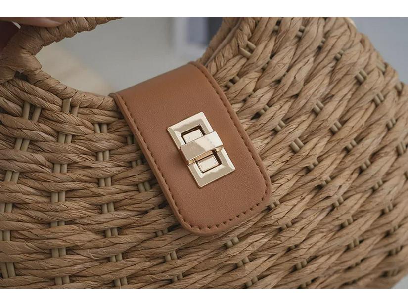 2024 Корейский стиль Женская соломенная сумка через плечо - Летний пляжный отдых