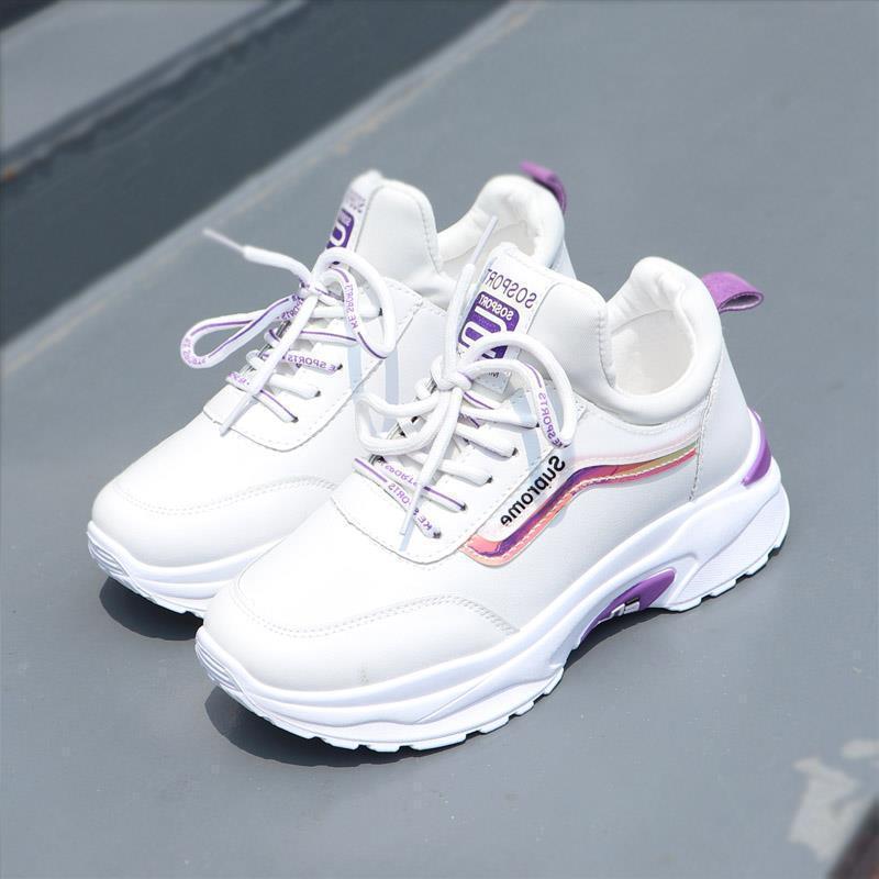 Sneakers women's sequins little white shoes women's 2020 spring and autumn breathable new Korean version of heightening travel shoes flat running sho