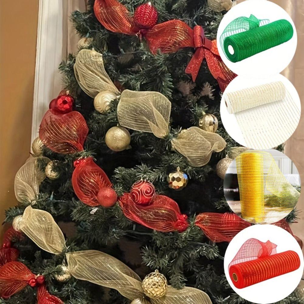 Сделай сам Крафт Рождественское украшение Сетка Лента Рождественский Цветок Венок Сетка Украшение Рождественской Елки