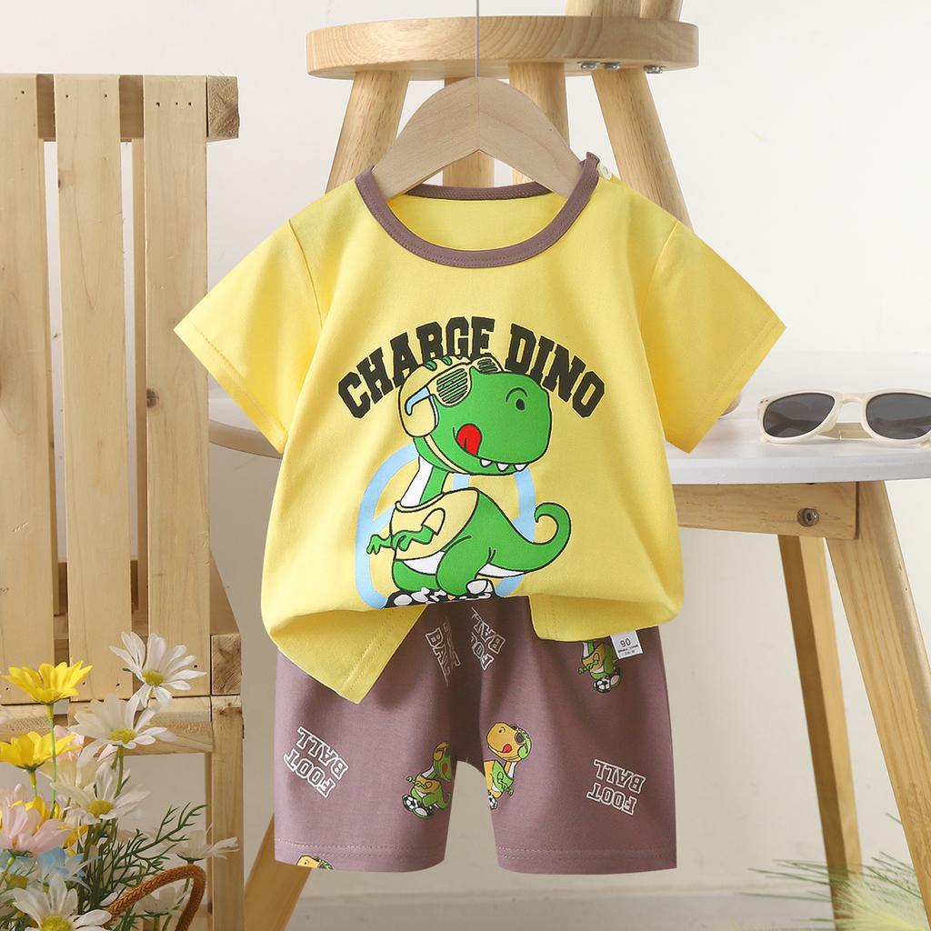 Children's Casual Short-sleeved Summer Cotton T-shirt Set for Boys and Girls
