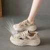 Thick Bottom Breathable Height-Increasing Mesh Shoes Women's Summer Thin Dad Shoes Fashion Mesh Versatile Soft Bottom Sports Casual Shoes for Women