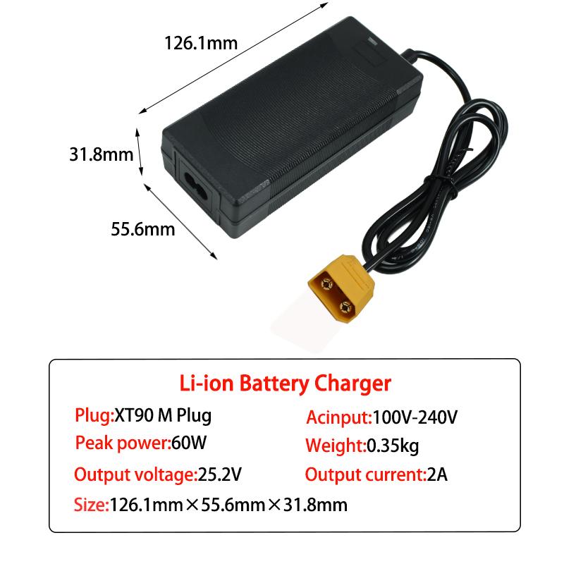 25.2V 2A Li-ion зарядное устройство для 6S 21.6V 22.2V 2A DC Полимерный литий-ионный аккумуляторный блок Зарядное устройство Высококачественный штекер DC5.5*2.1MM 100-240V