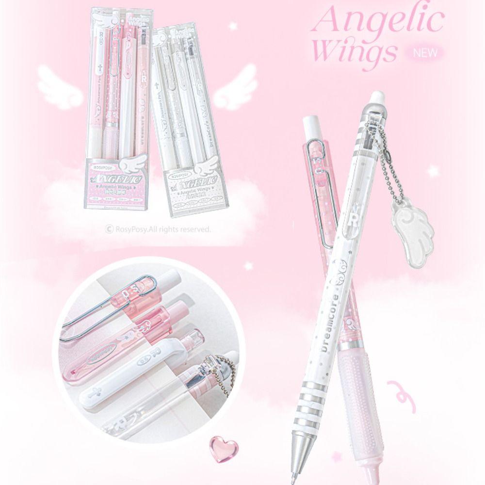 4Pcs/Set Soft Comfort Grip Pearl Angel Gel Pen Set 0.5mm Kawaii Cartoon Pens Kids