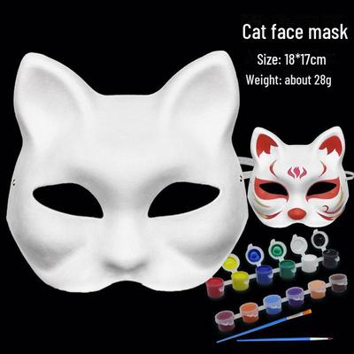 Маска для лица белой кошки своими руками для детей - пустая в стиле пекинской оперы для росписи