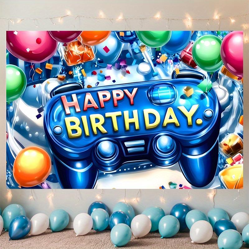 Level Up Video Game Birthday Party Banner, Polyester Backdrop for Home Room Wall Decor