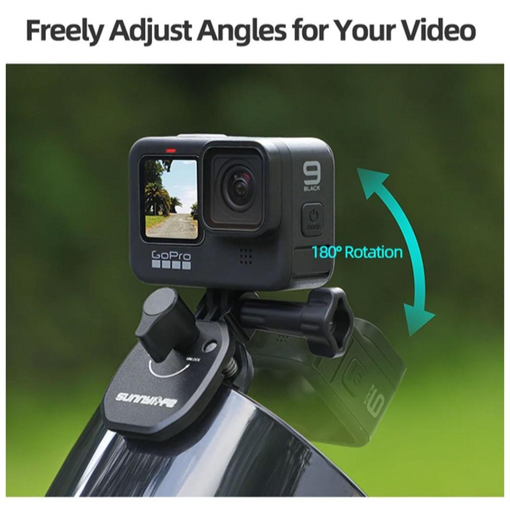 Honbobo Мотоциклетный держатель-клипса, совместимый с GoPro Hero 13 Ace Pro Osmo Action 5 Action X4 X3, совместимый мотоциклетный клипс-крепление на лобовое стекло, алюминий