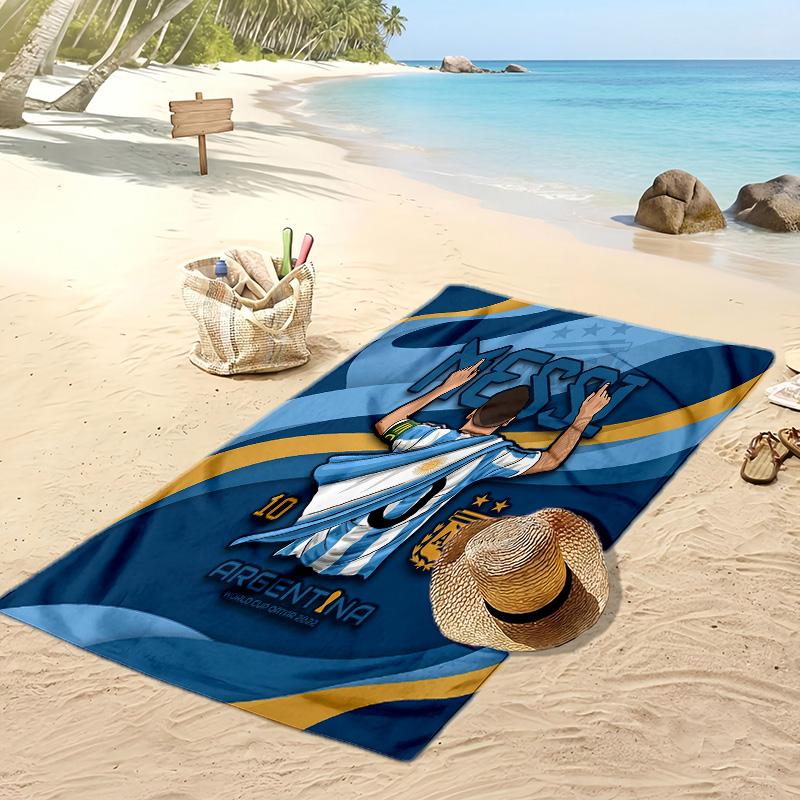 Argentina Football Print Beach Towel Quick Dry Super Absorbent Soft Bath Towel for Swimming Beach Travel Fan Souvenir Gift