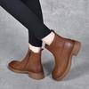 Martin Boots Women's Boots Autumn and Winter New Round Head Flat Bottom Short Boots First Layer Cowhide Casual Leather Boots Simple Big Boots