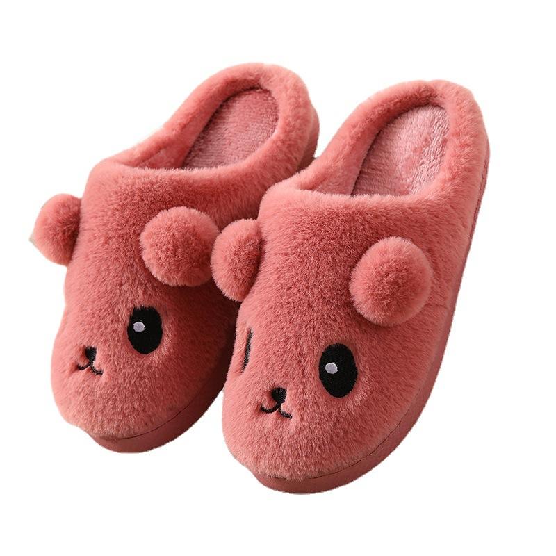 Пара осенне-зимних милых мультяшных домашних нескользящих теплых плюшевых тапочек